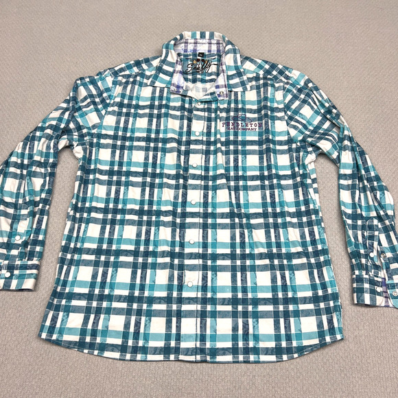 Scully Pearl Snap Shirt Mens XL Teal Plaid Pendleton Hat Co Western Cowboy Retro - Picture 1 of 9